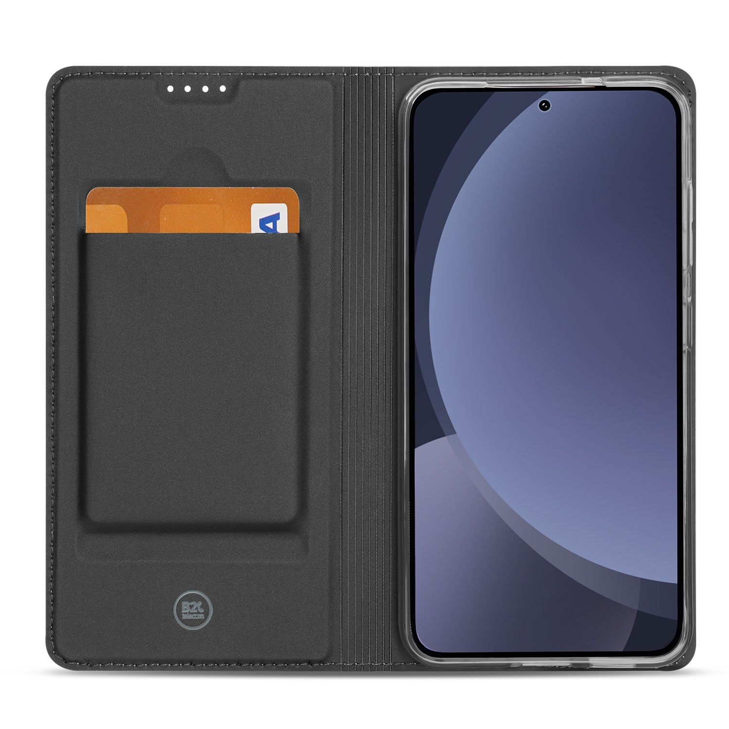 Samsung Galaxy S25 Stand Case Hoesje Wit met Pashouder binnenkant met pasvak en scherm