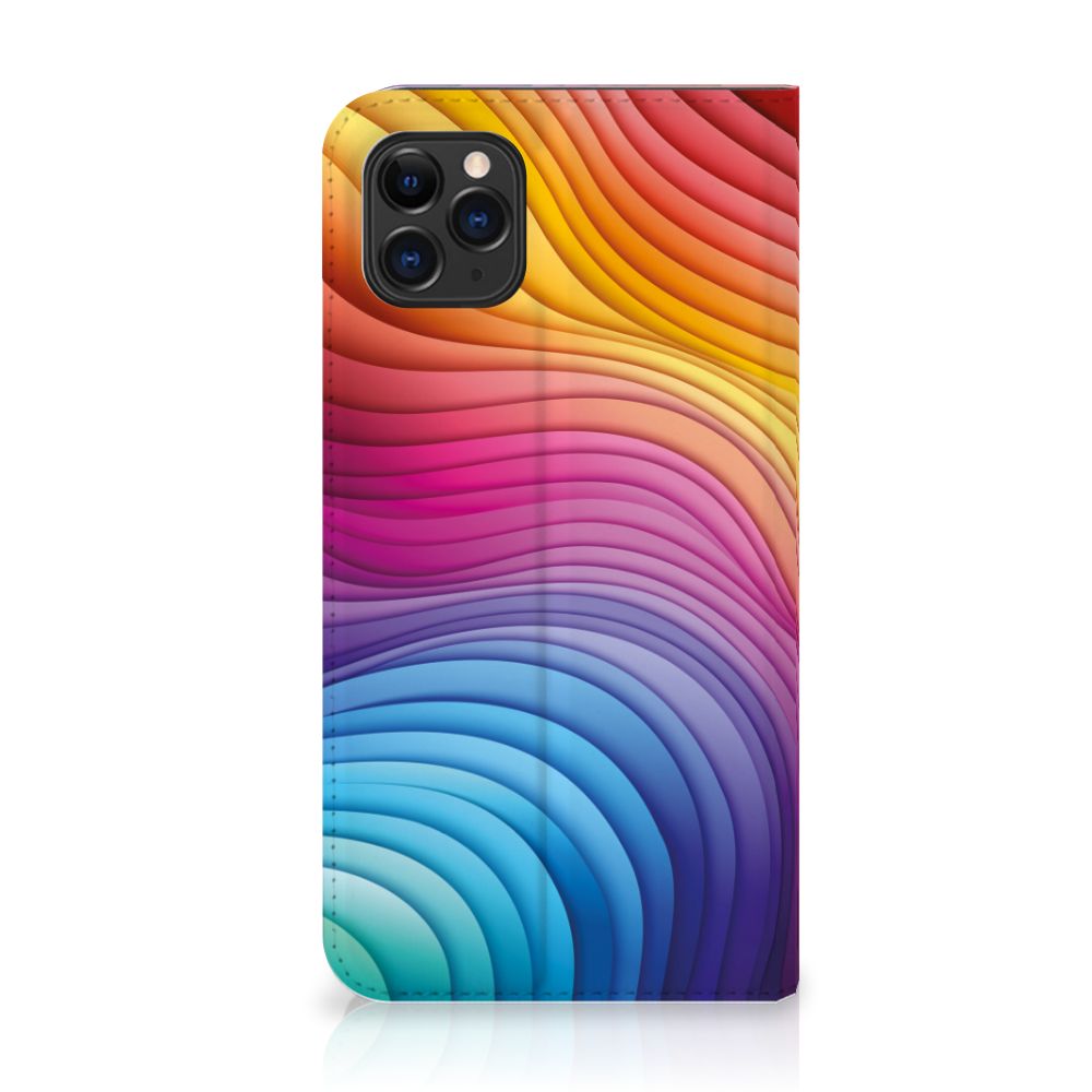 Stand Case voor Apple iPhone 11 Pro Max Regenboog met kleurrijk golven-design 🌈
