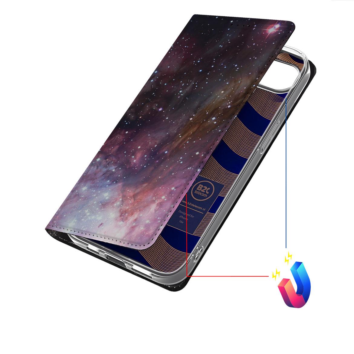 Apple iPhone 16e Stand Case voor Apple iPhone 16e Galaxy design universe aanzicht