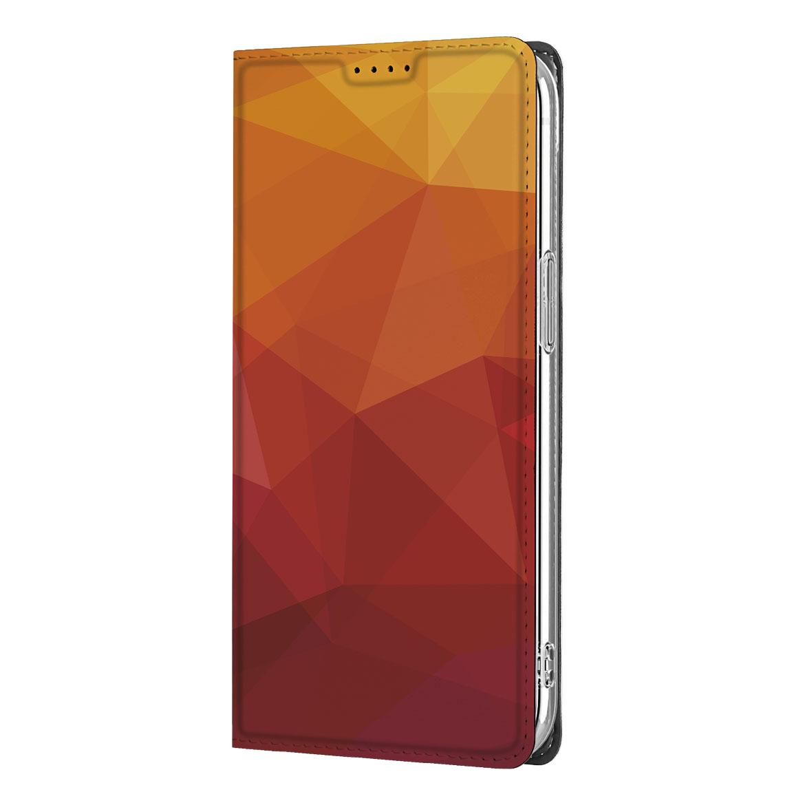 Apple iPhone 16e Stand Case Polygon Red abstract design voorkant