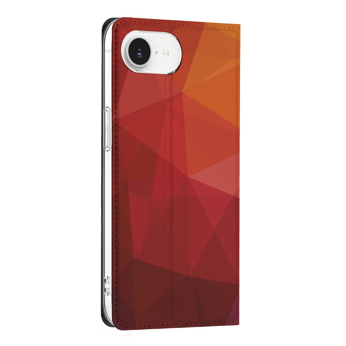 Apple iPhone 16e Stand Case Polygon Red abstract design zijaanzicht