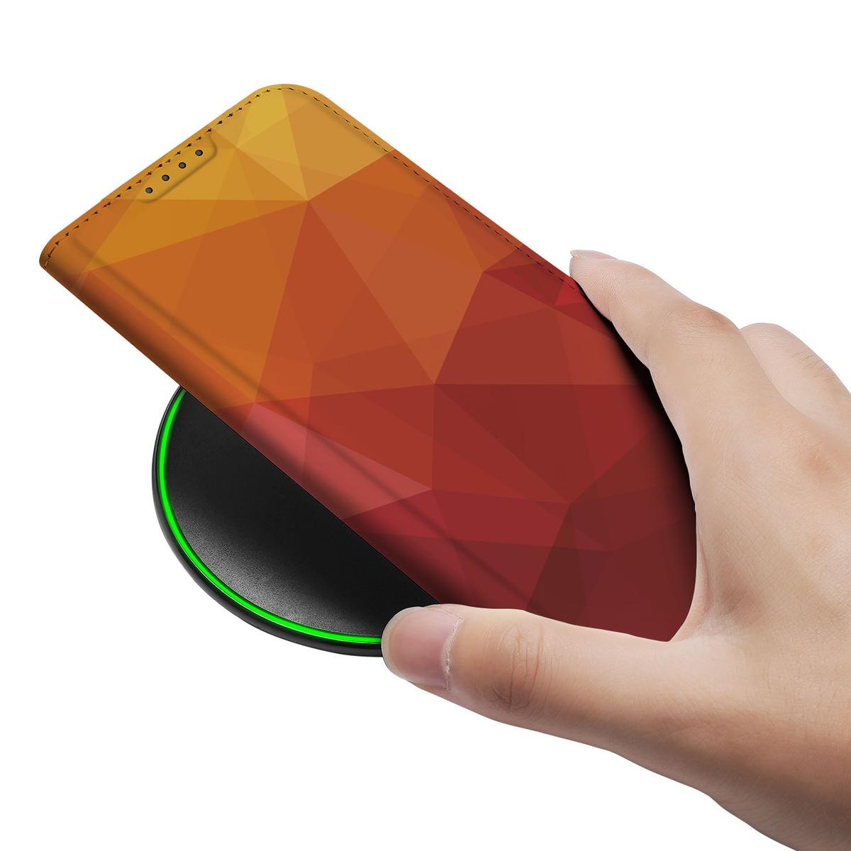 Apple iPhone 16e Stand Case voor Apple iPhone 16e Polygon Red design polygon aanzicht