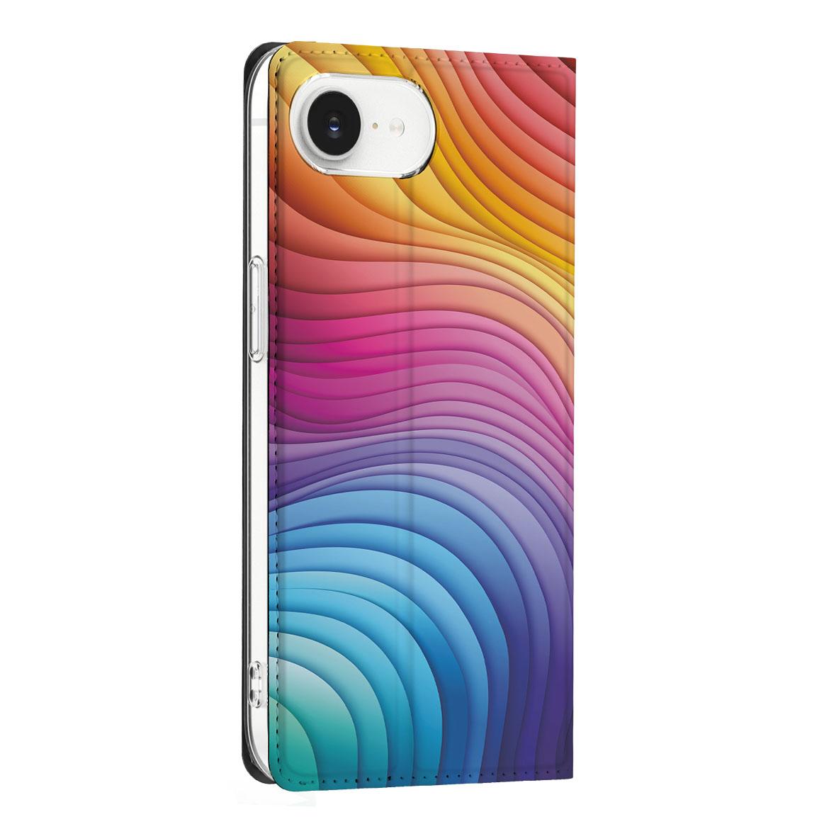 Apple iPhone 16e Stand Case Regenboog zijaanzicht kleurverloop