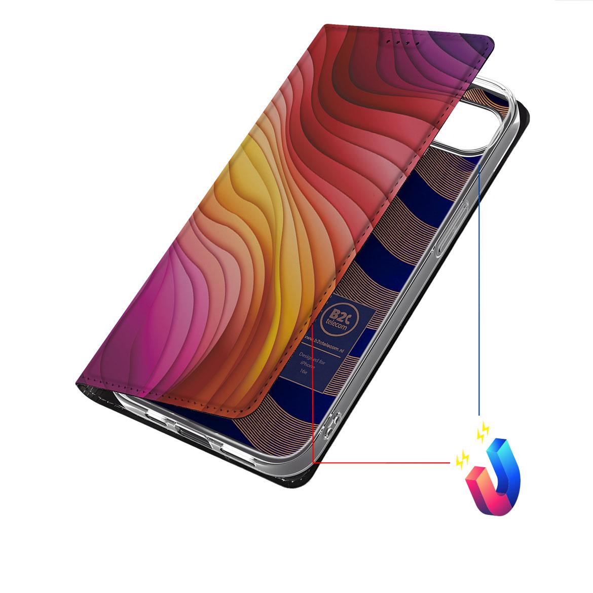 Apple iPhone 16e Stand Case voor Apple iPhone 16e Regenboog designkleur aanzicht