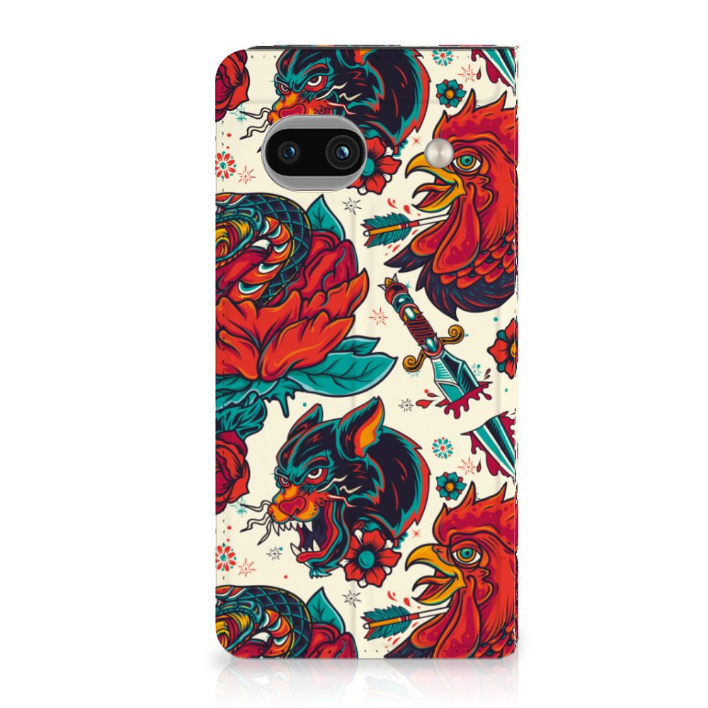 Google Pixel 7A Stand Case Old Skool vintage tattoo design voorzijde