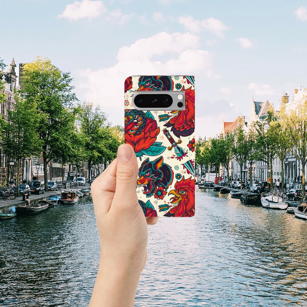 Google Pixel 8 Pro Stand Case voor Google Pixel 8 Pro Old Skool aanzicht