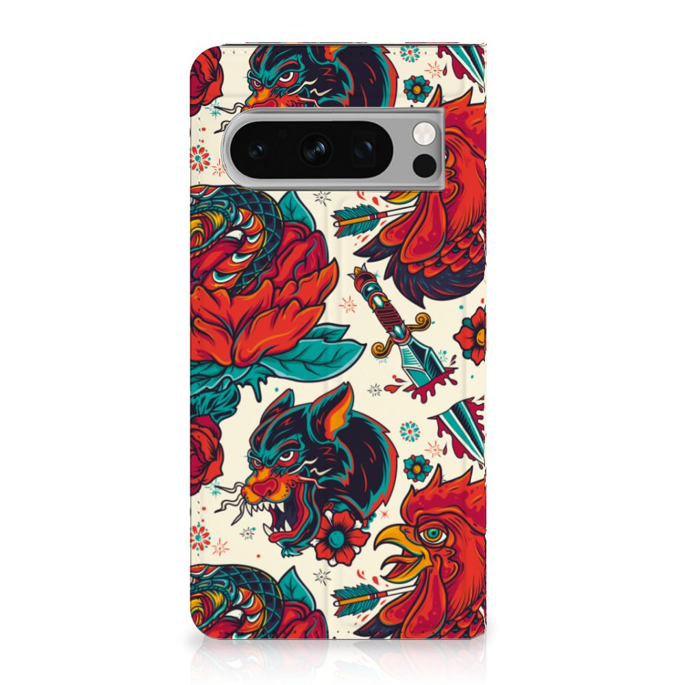 Google Pixel 8 Pro Stand Case Old Skool vintage design kleuren aanzicht