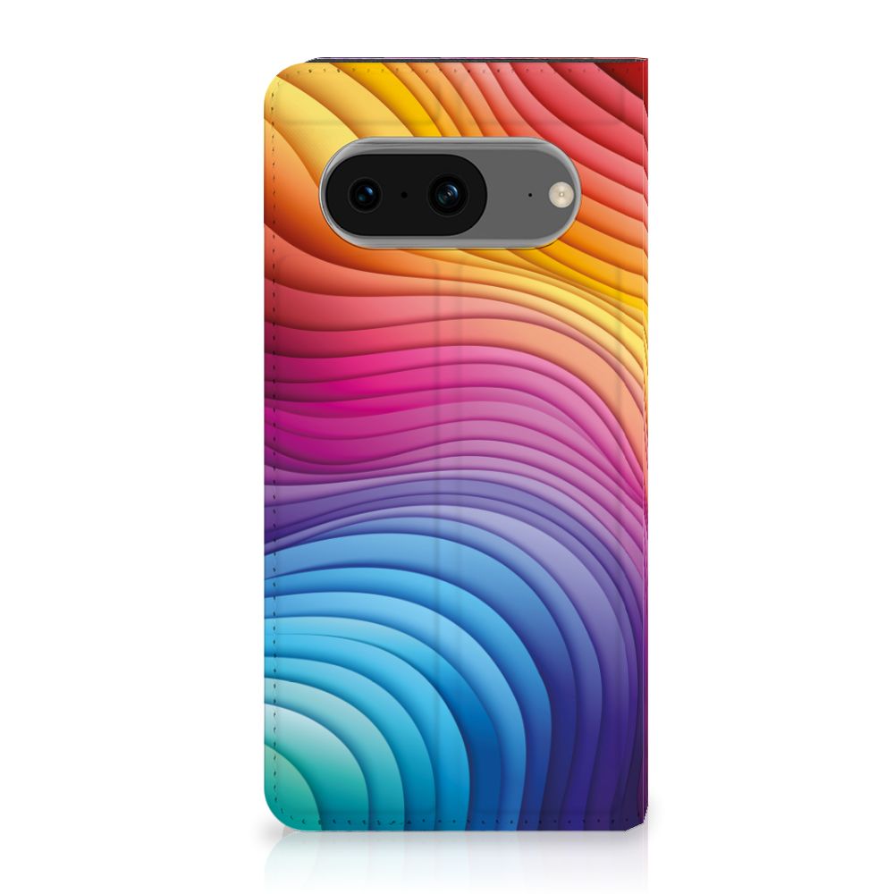 Google Pixel 8 Stand Case Regenboog design aanzicht