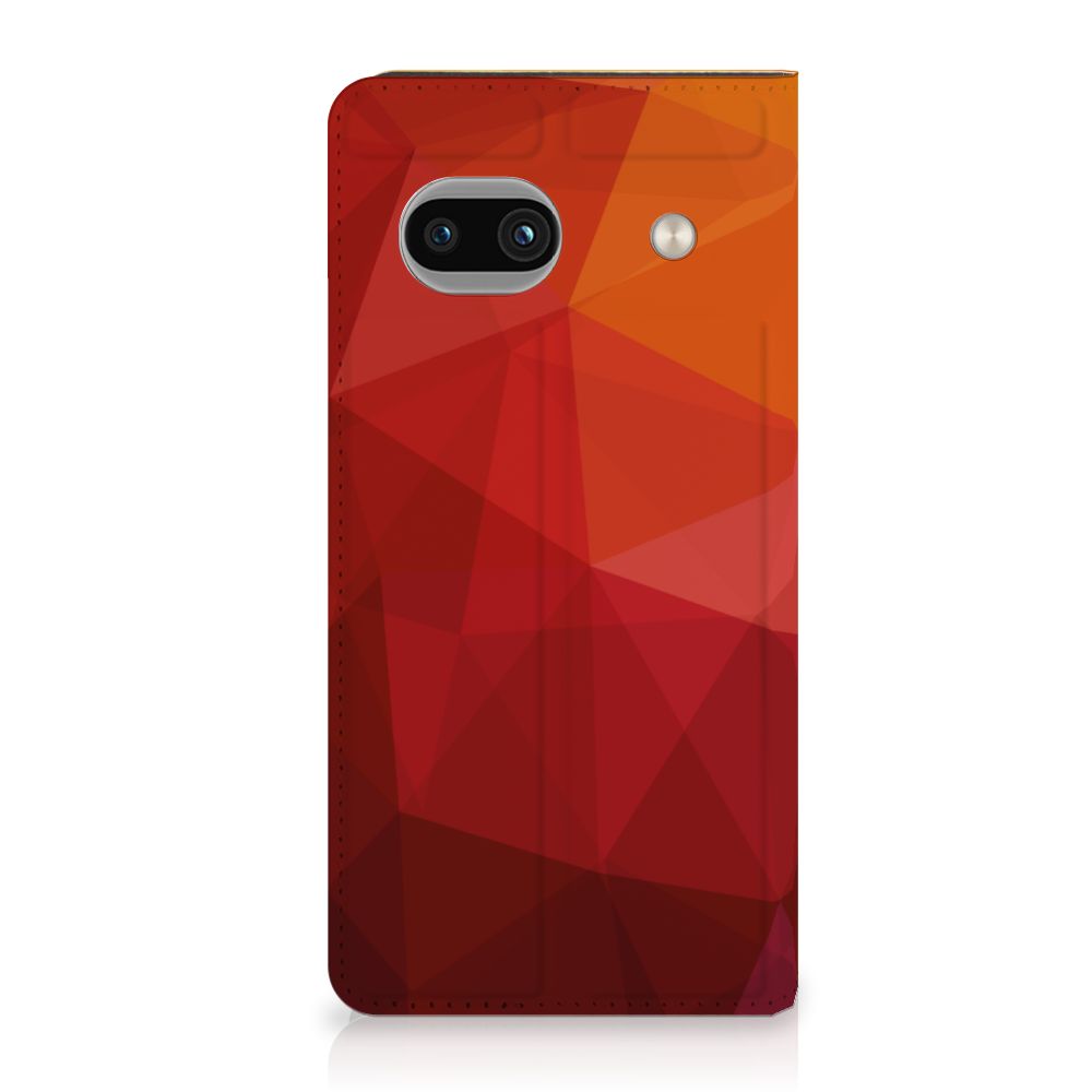 Google Pixel 8A Stand Case Polygon Red abstract ontwerp voorzijde
