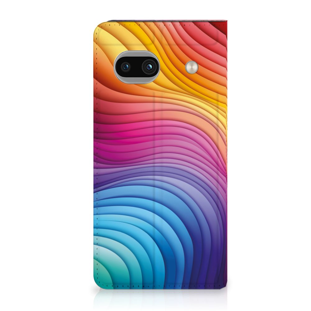 Google Pixel 8A Stand Case Regenboog design kleuroverloop vooraanzicht