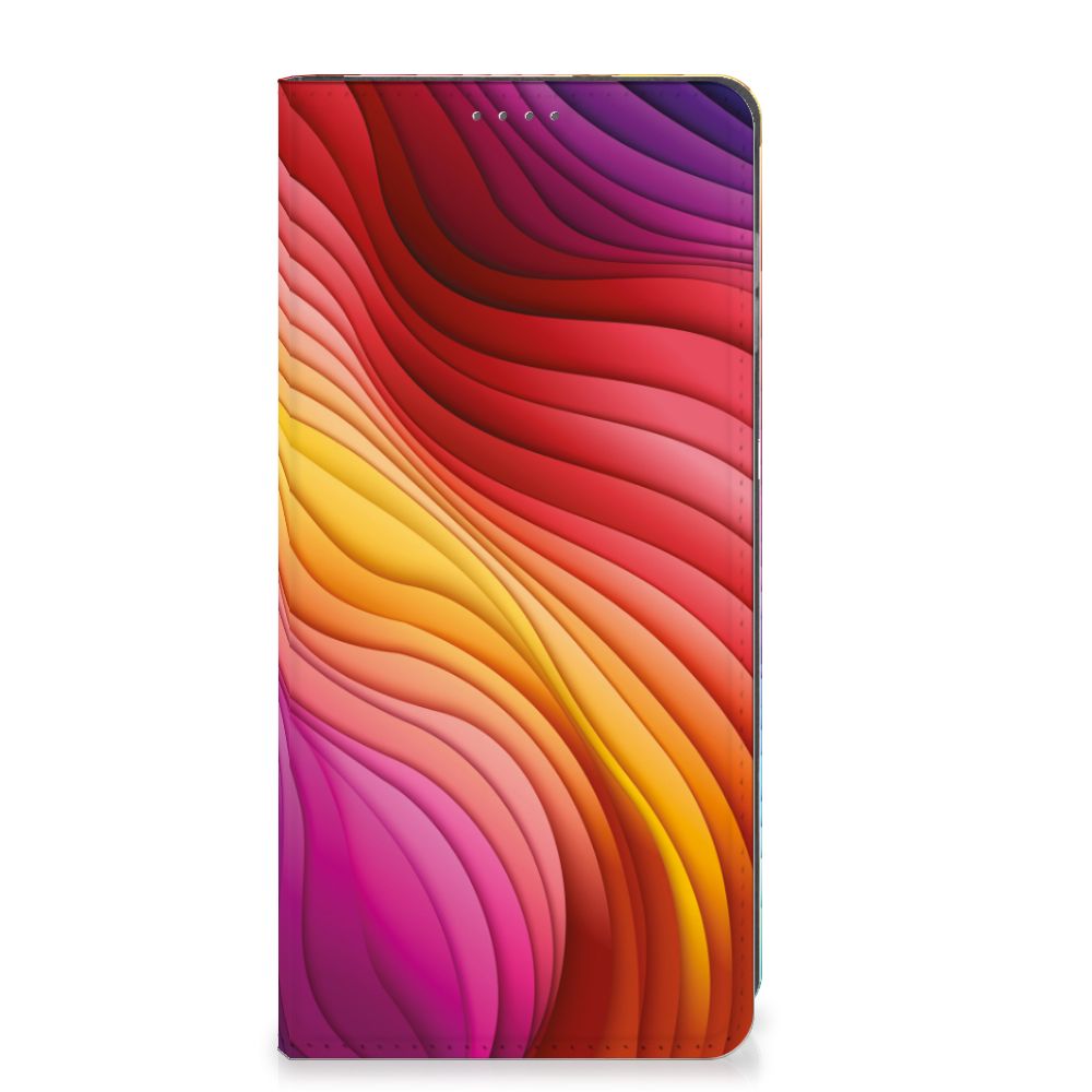 Motorola Moto G14 Stand Case Regenboog kleurrijk design aanzicht