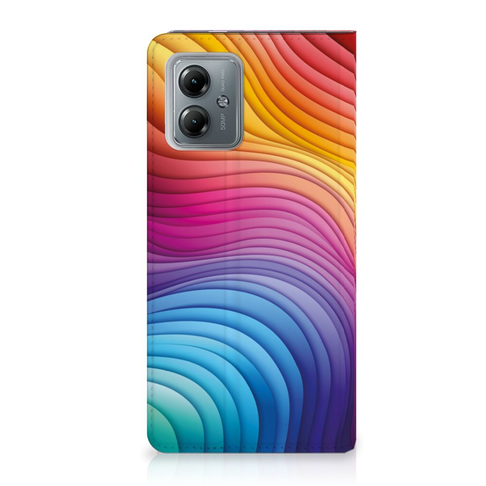 Motorola Moto G14 Stand Case Regenboog design vooraanzicht