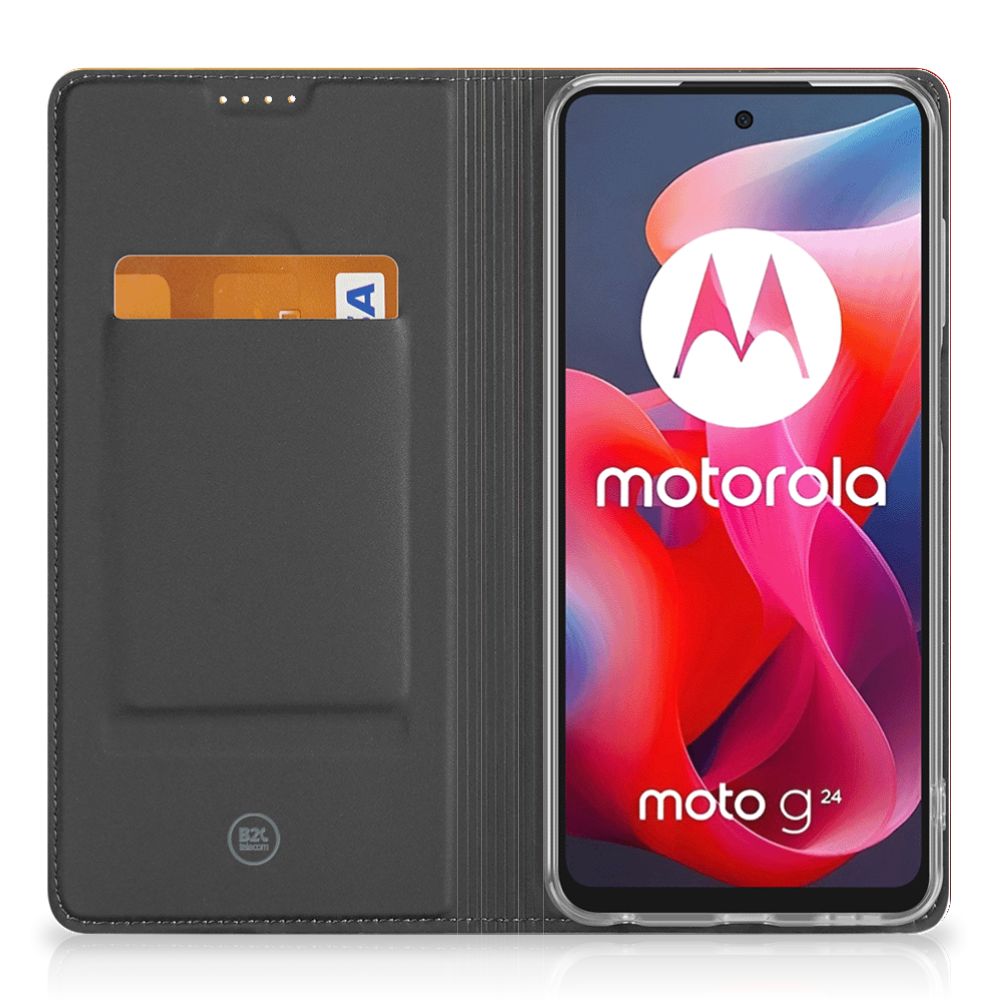 Stand Case voor Motorola Moto G24 | G04 | G24 Power Polygon Red met ruimte voor een pasje en stijlvolle uitstraling.