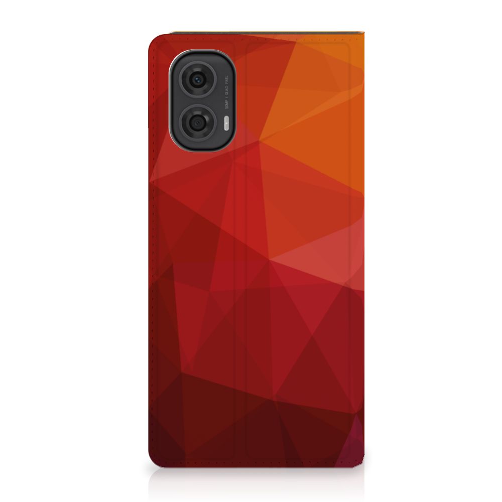 Stand Case voor Motorola Moto G24 | G04 | G24 Power Polygon Red met abstracte vormen en kleuren.