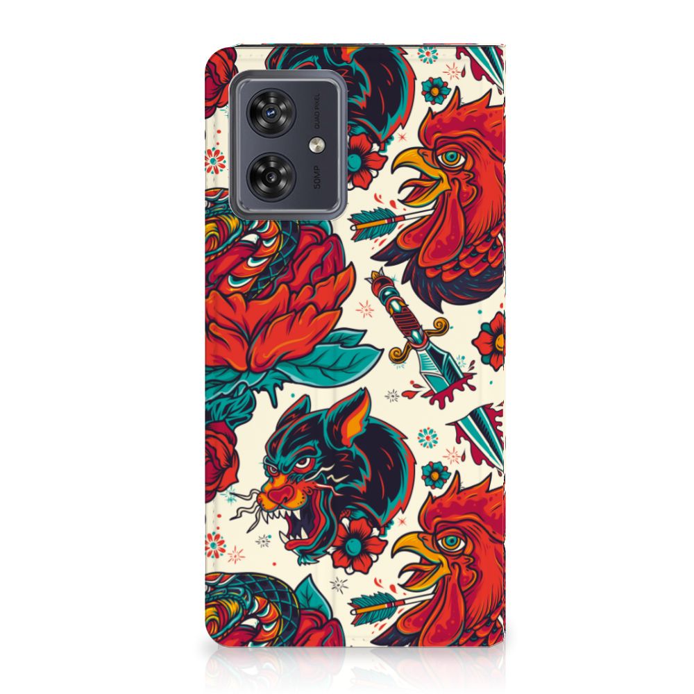 Motorola Moto G54 Stand Case Old Skool tattoo design voorkant