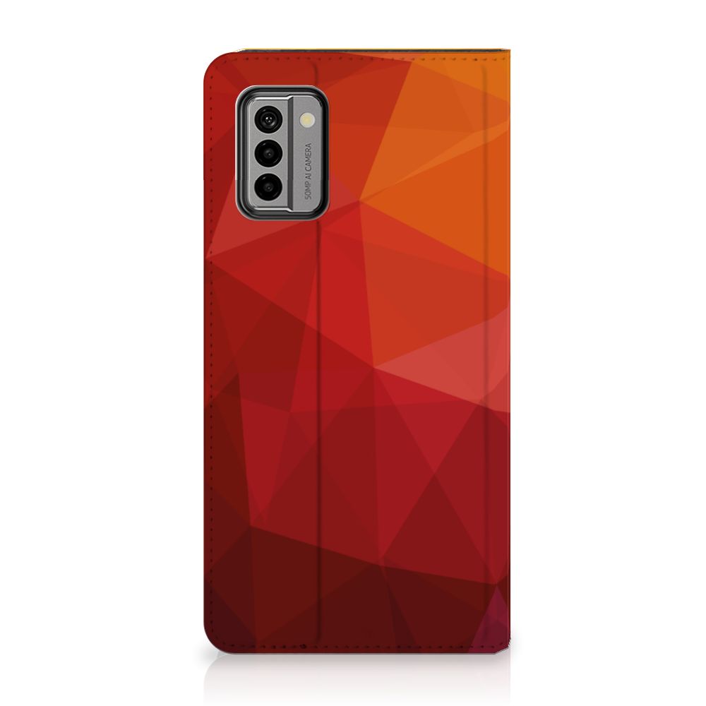 Nokia G22 Stand Case Polygon Red abstract design voorkant