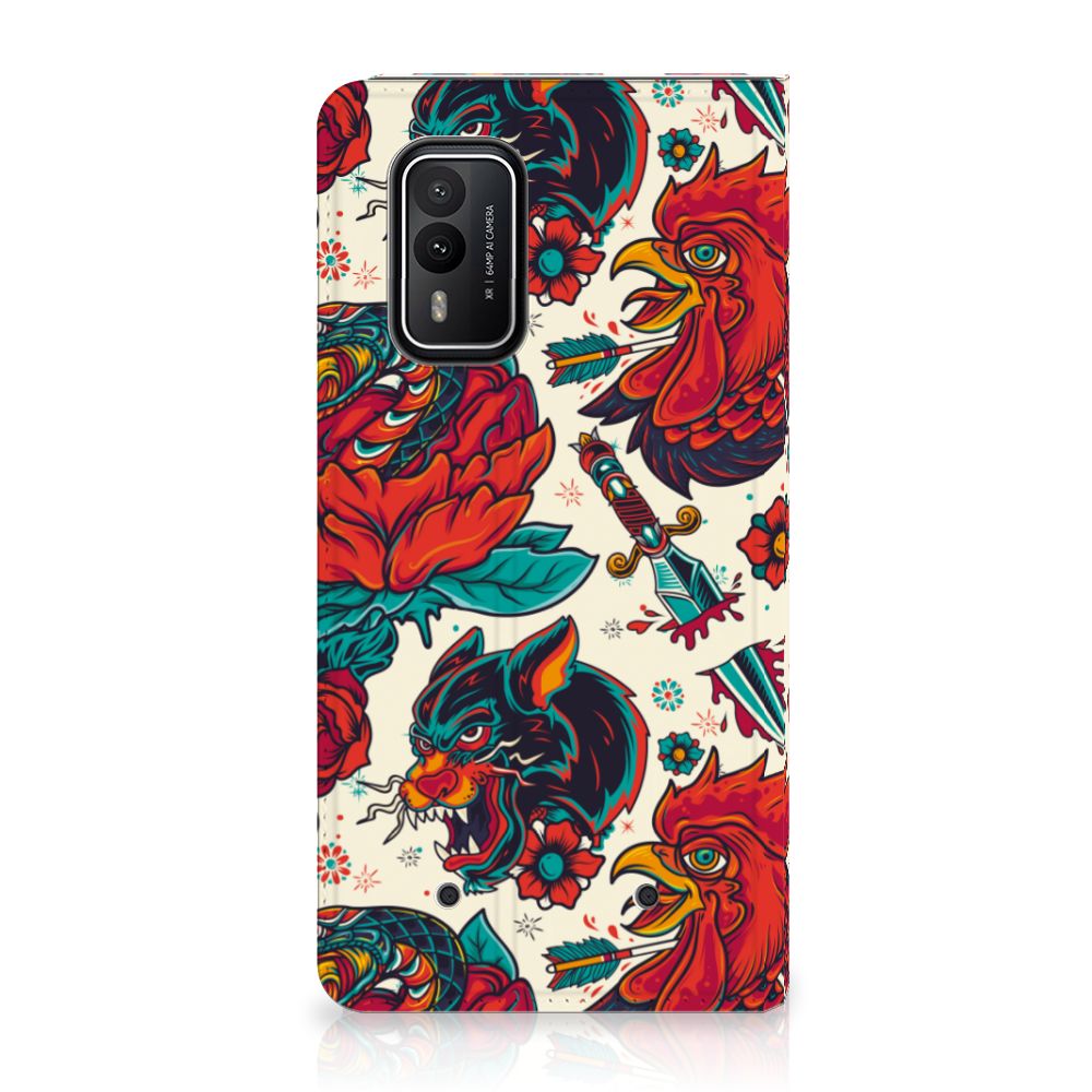 Nokia XR21 Stand Case Old Skool design tattoo stijl vooraanzicht