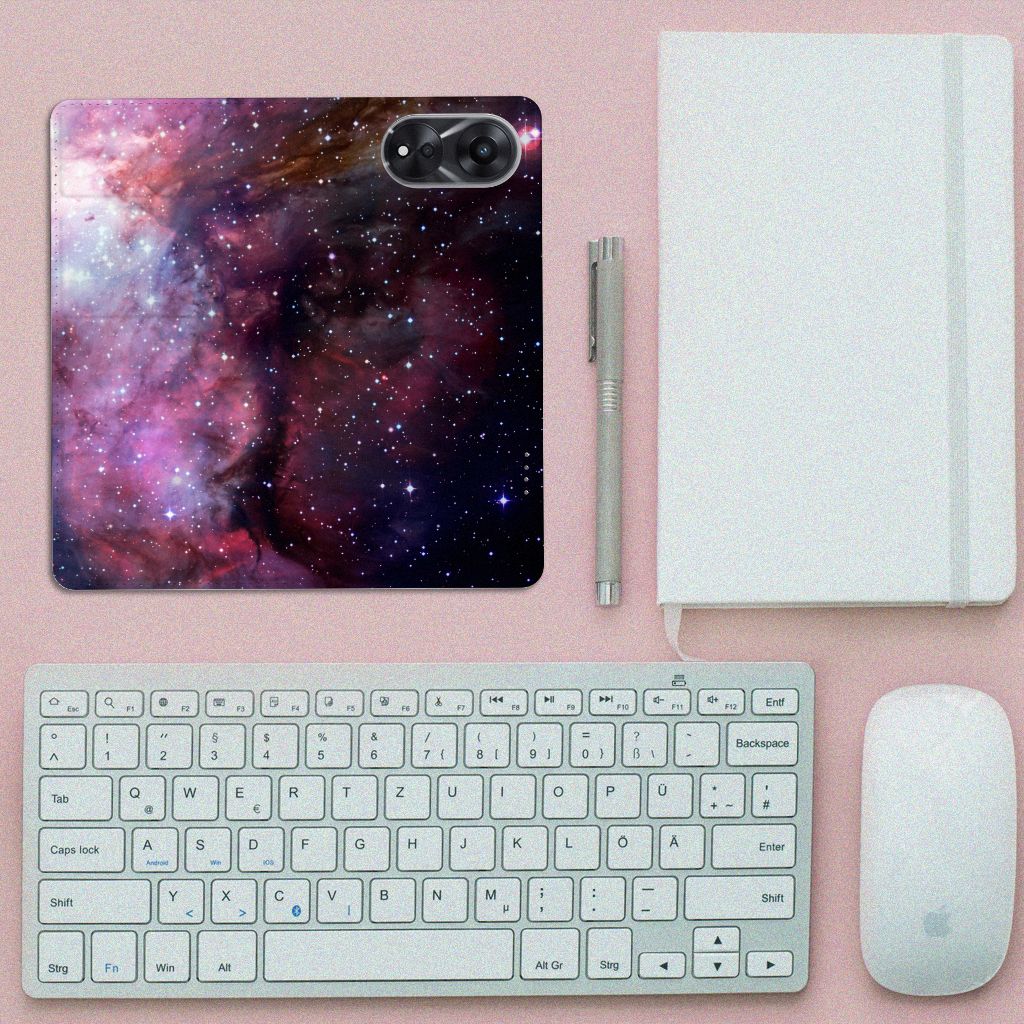Stand Case voor OPPO A78 | A58 5G Galaxy heelal design bovenaanzicht