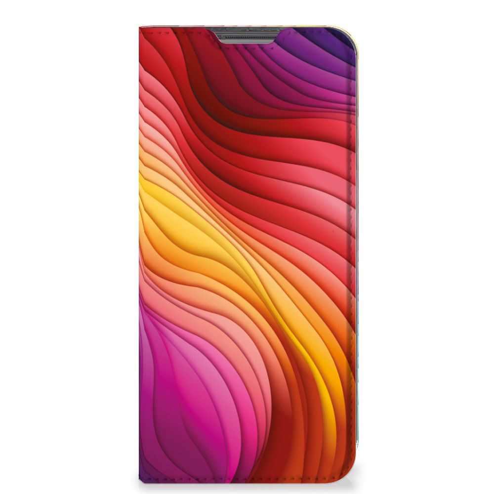 Stand Case voor OPPO A96 | A76 Regenboog design kleurrijke golfachtige patronen aanzicht