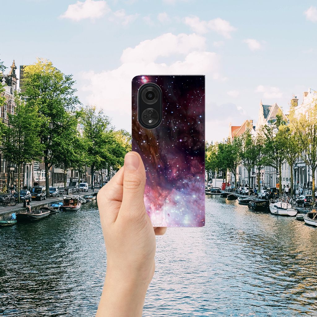 Stand Case voor OPPO A98 5G Galaxy met een prachtig heelaldesign, perfect cadeau voor sterrenliefhebbers.