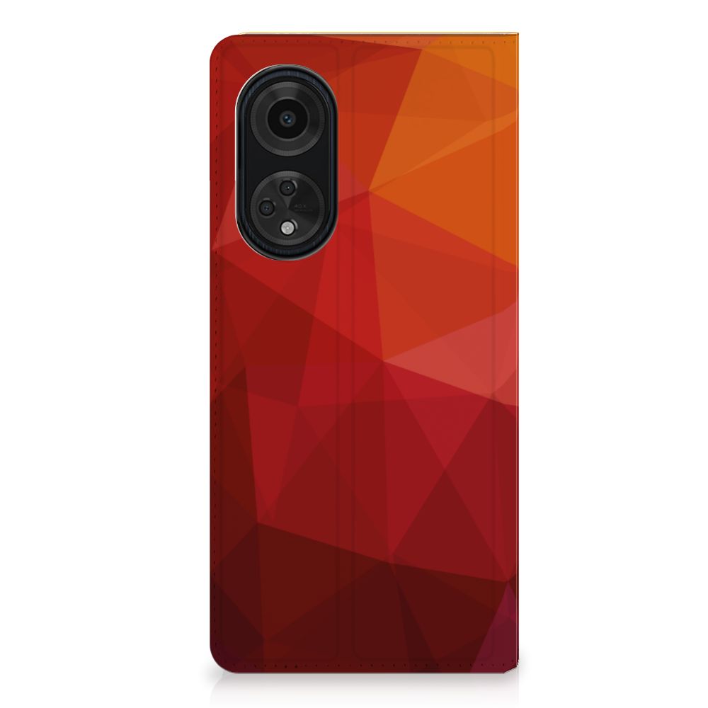 OPPO A98 5G Stand Case Polygon Red voorkant abstracte vormen