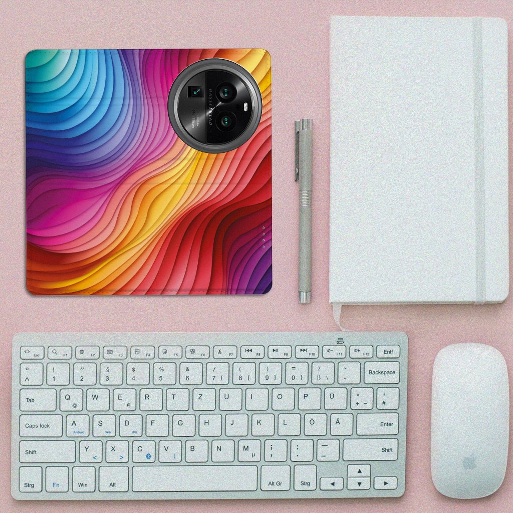 OPPO X6 Pro Stand Case Regenboog bovenaanzicht