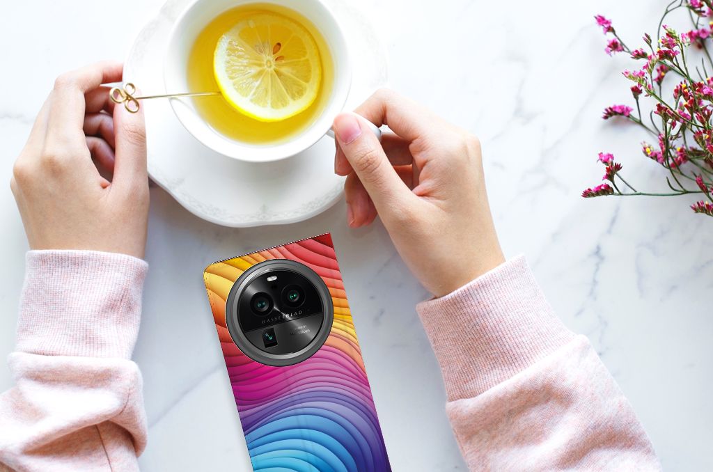 OPPO X6 Pro Stand Case voor OPPO X6 Pro Regenboog aanzicht