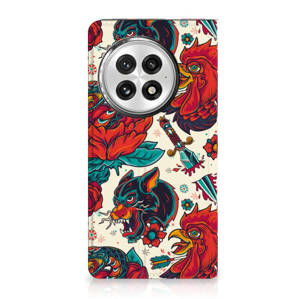 OnePlus 13 Stand Case Old Skool vintage design tattoo aanzicht