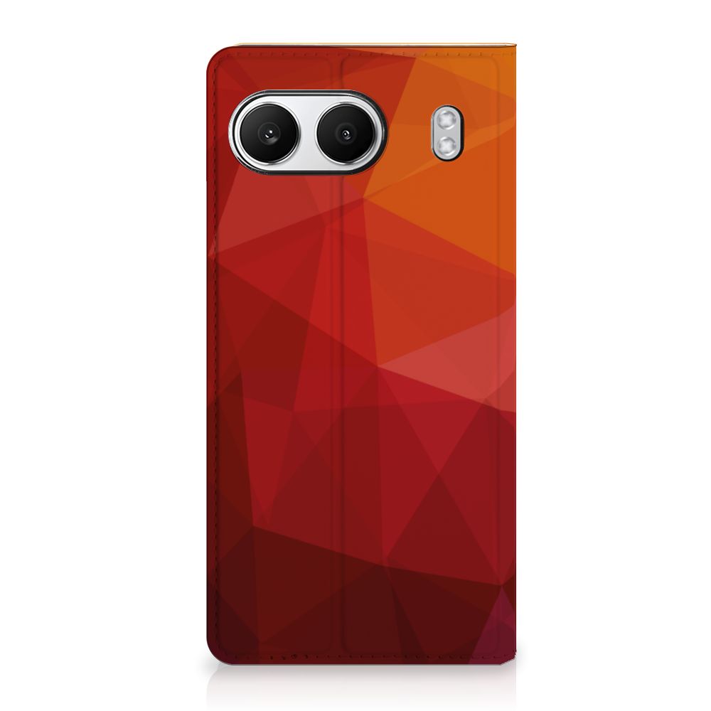 OnePlus Nord 4 Stand Case Polygon Red abstract design vooraanzicht