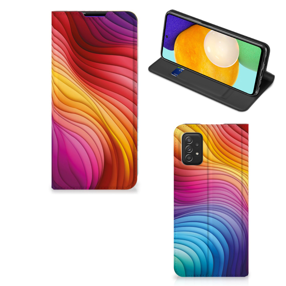 Samsung Galaxy A03s Stand Case voor Samsung Galaxy A03s Regenboog design aanzicht