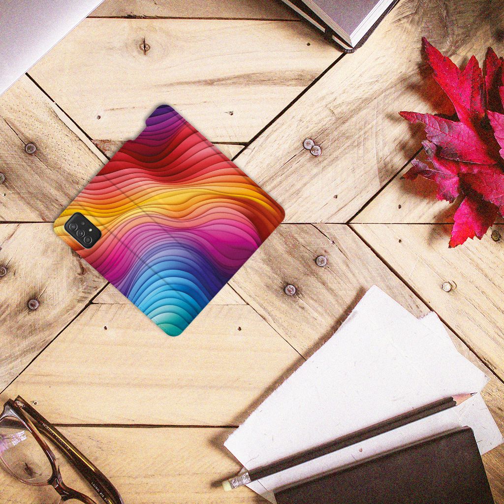 Samsung Galaxy A03s Stand Case Regenboog design aanzicht