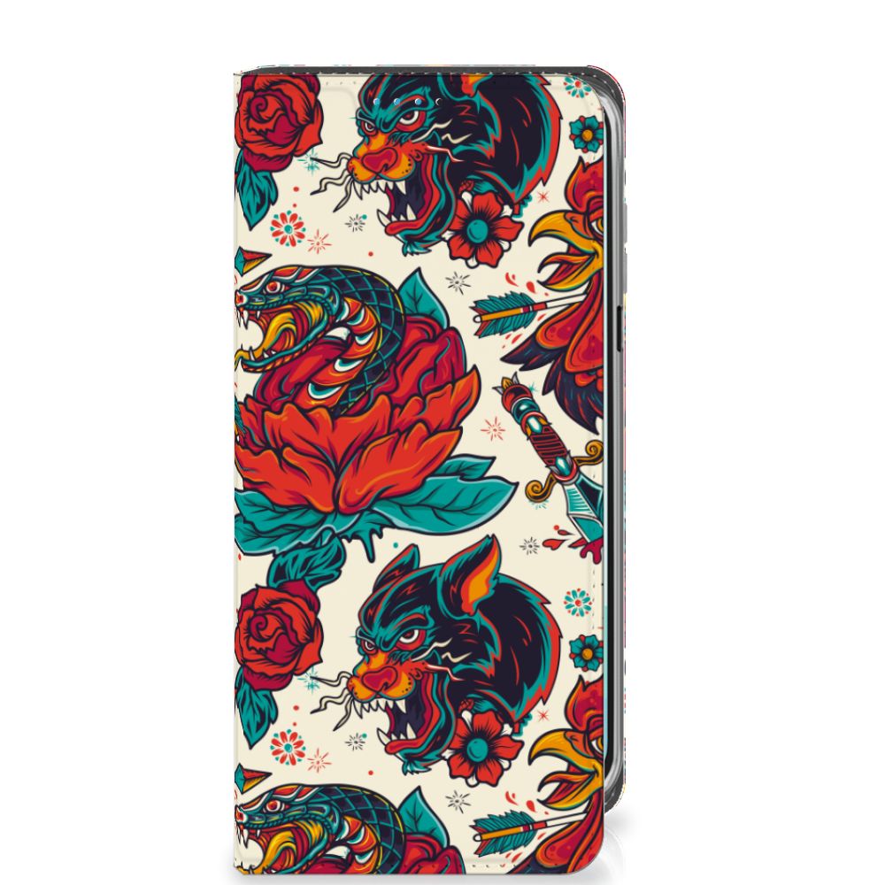 Samsung Galaxy A16 5G/4G Stand Case Old Skool ontwerp tattoo stijl voorkant