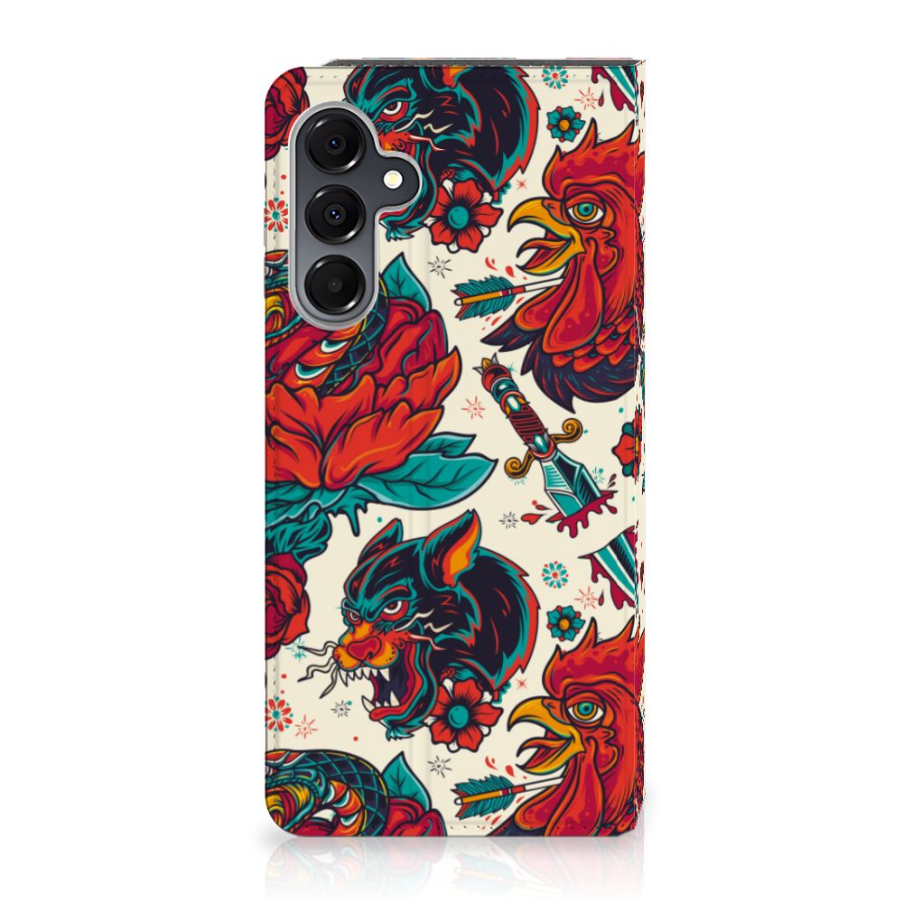 Samsung Galaxy A16 5G/4G Stand Case Old Skool tattoo design voorkant