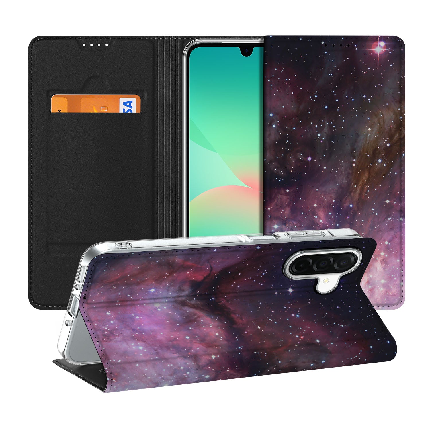 Samsung Galaxy A26 Galaxy Stand Case voor Samsung Galaxy A26 Galaxy heelal design vooraanzicht