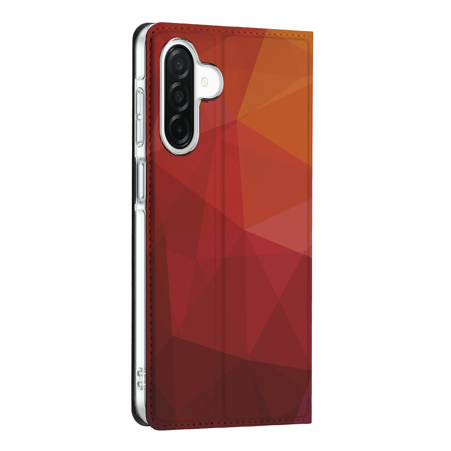 Samsung Galaxy A26 Stand Case Polygon Red abstract design zijaanzicht