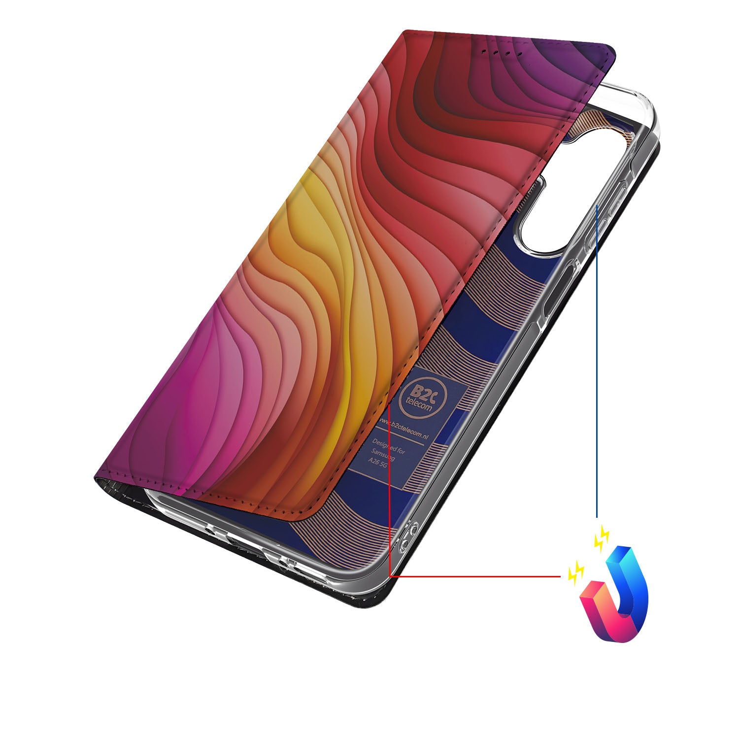 Samsung Galaxy A26 Stand Case Regenboog aanzicht