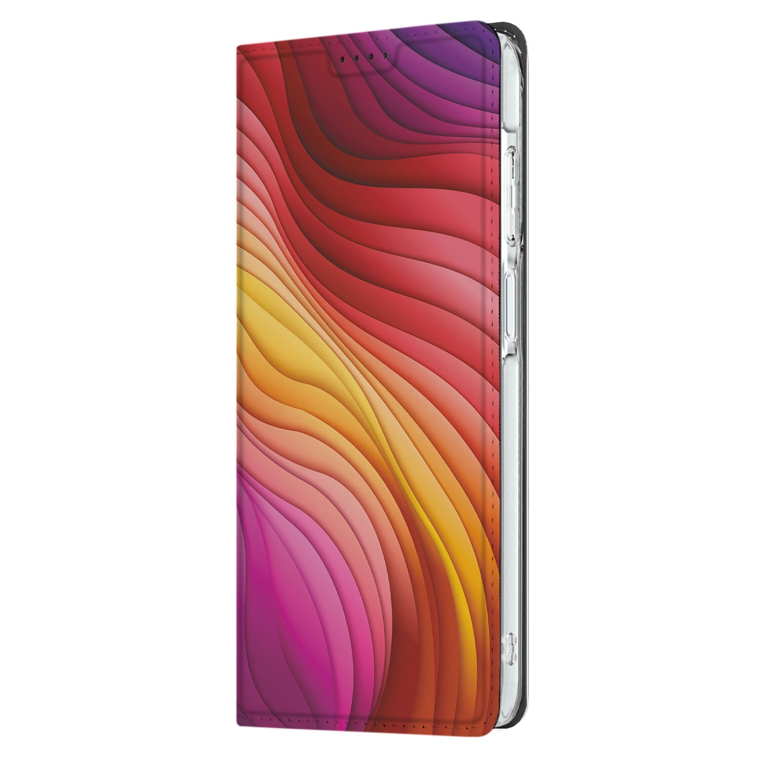 Samsung Galaxy A26 Stand Case Regenboog design kleurrijke golfpatroon aanzicht