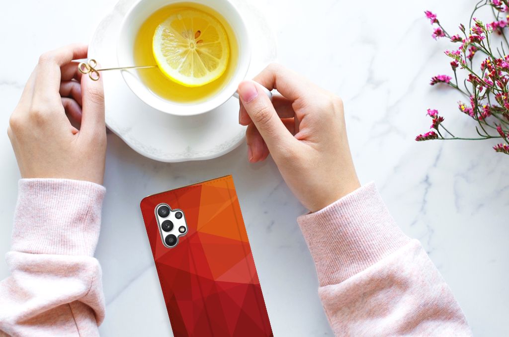 Samsung Galaxy A32 4G | A32 5G Enterprise Editie Stand Case Polygon Red bovenaanzicht