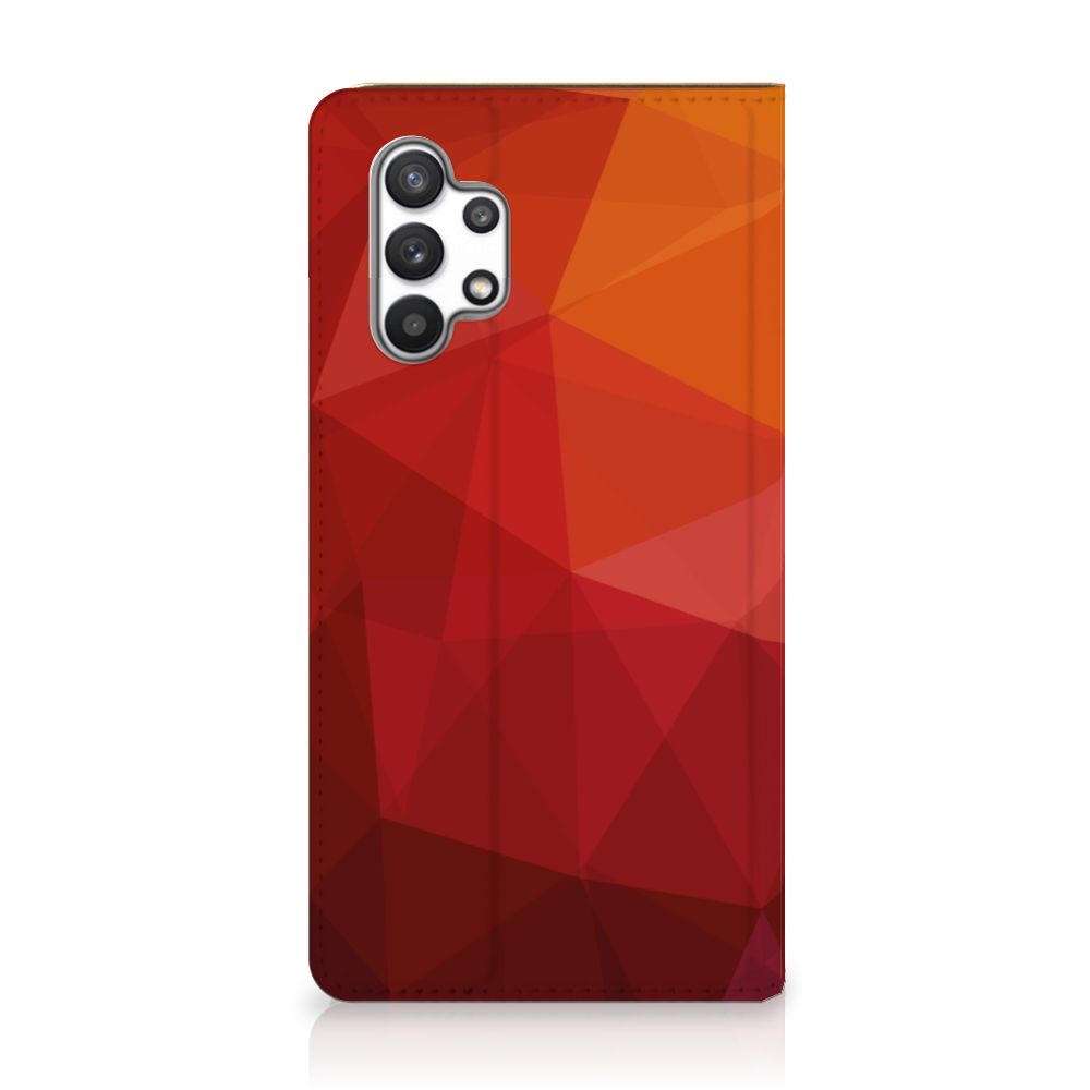 Samsung Galaxy A32 4G A32 5G Enterprise Editie Stand Case Polygon Red design achterkant