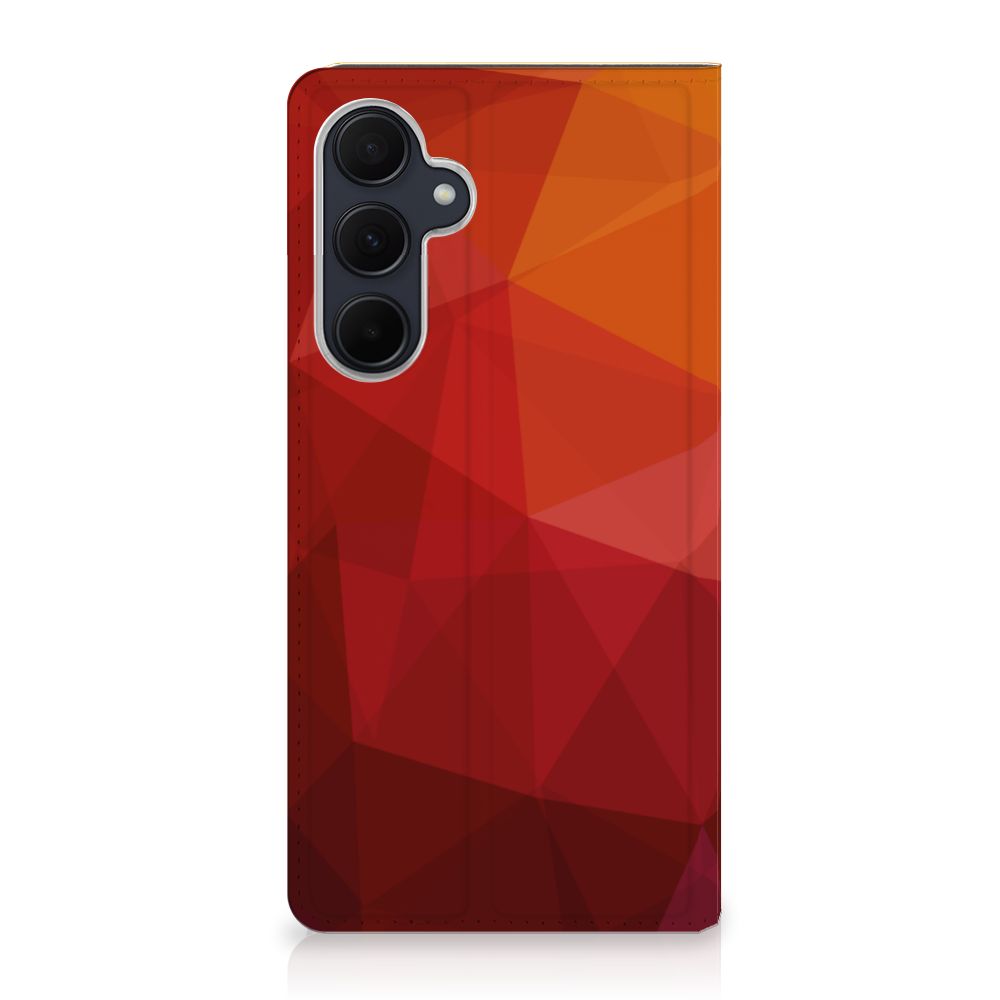Samsung Galaxy A35 Stand Case Polygon Red voorkant