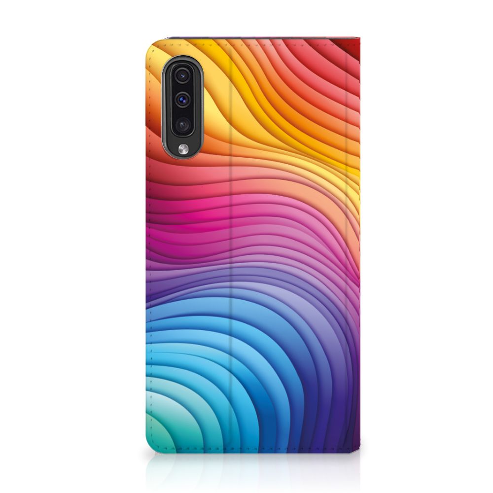 Samsung Galaxy A50 Stand Case voor Samsung Galaxy A50 Regenboog design kleuren achterkant