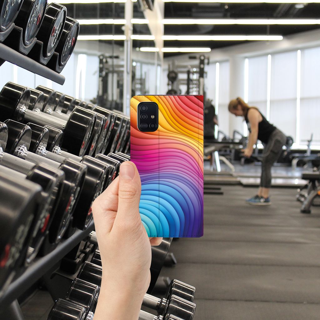 Samsung Galaxy A51 Stand Case voor Samsung Galaxy A51 Regenboog achterzijde