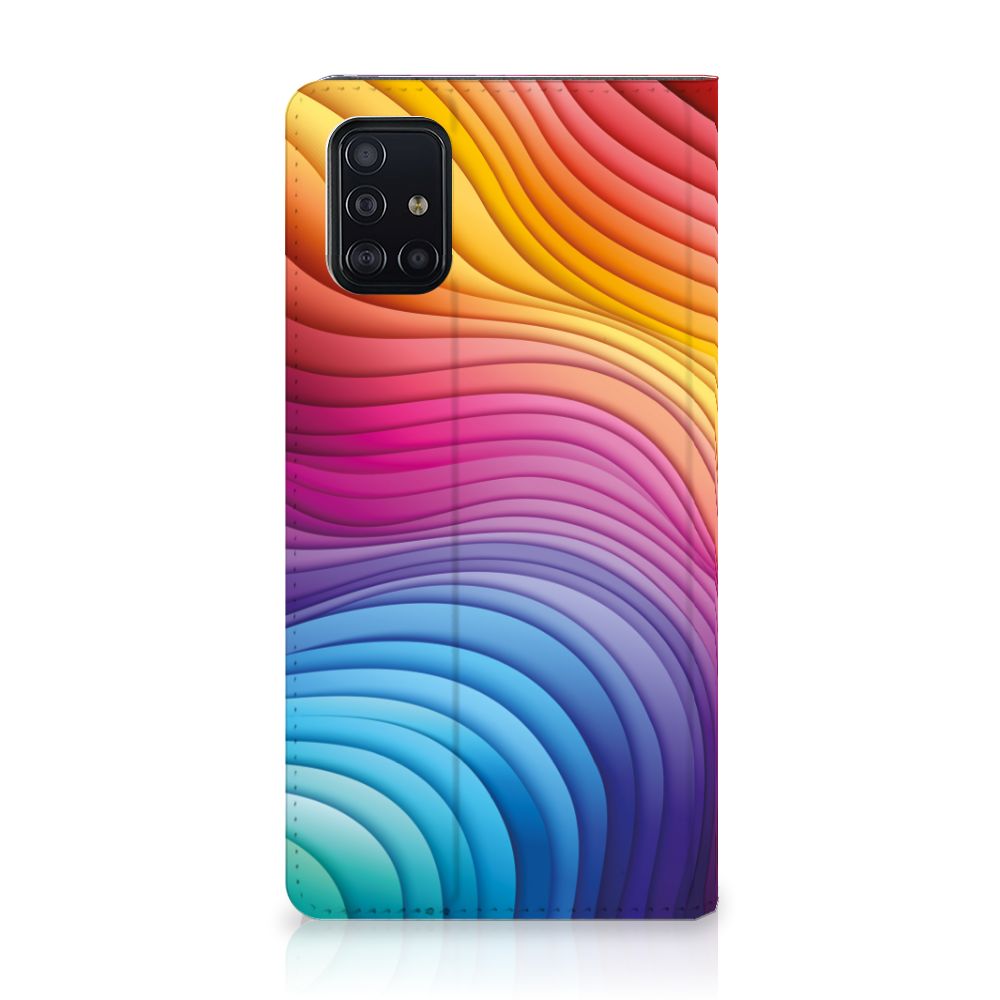 Samsung Galaxy A51 Stand Case Regenboog kleuren aanzicht
