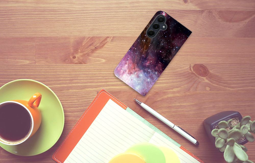Samsung Galaxy A55 Galaxy Stand Case heelal ontwerp bovenaanzicht