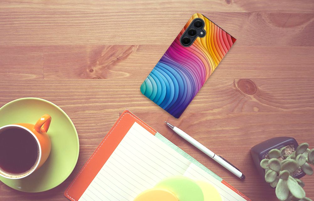 Samsung Galaxy A55 Stand Case voor Samsung Galaxy A55 Regenboog aanzicht