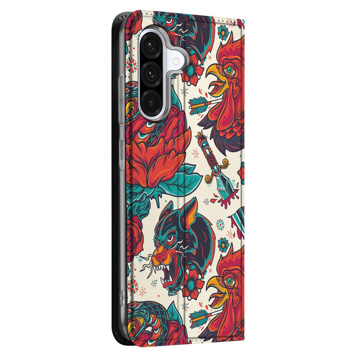 Samsung Galaxy A56 A36 Stand Case voor Samsung Galaxy A56 | A36 Old Skool tattoo design zijkant