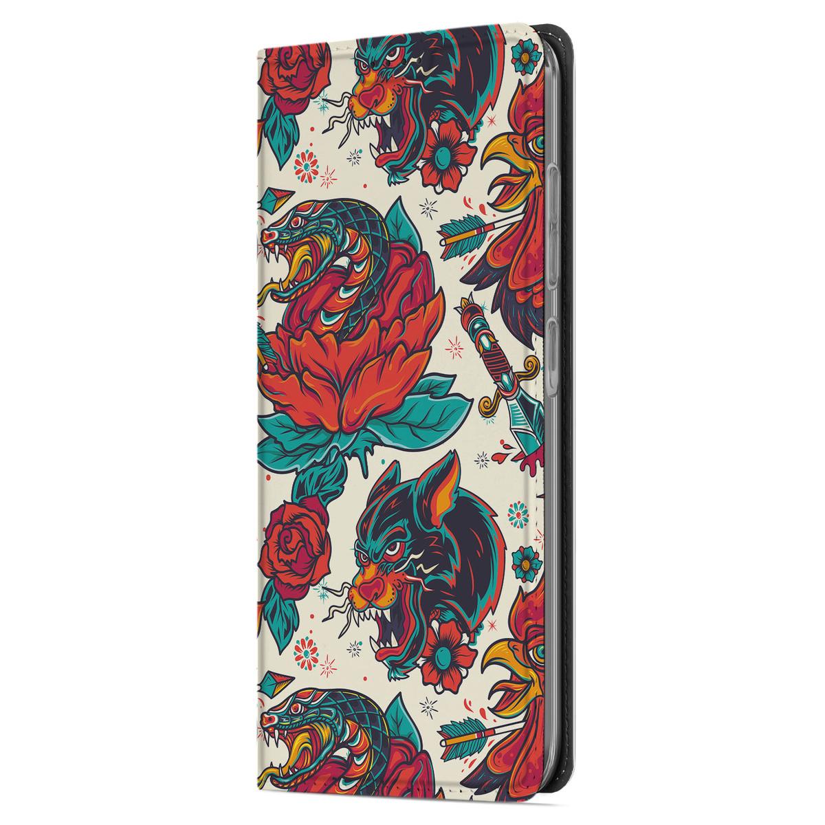 Samsung Galaxy A56 A36 Old Skool Stand Case tattoo design zij aanzicht