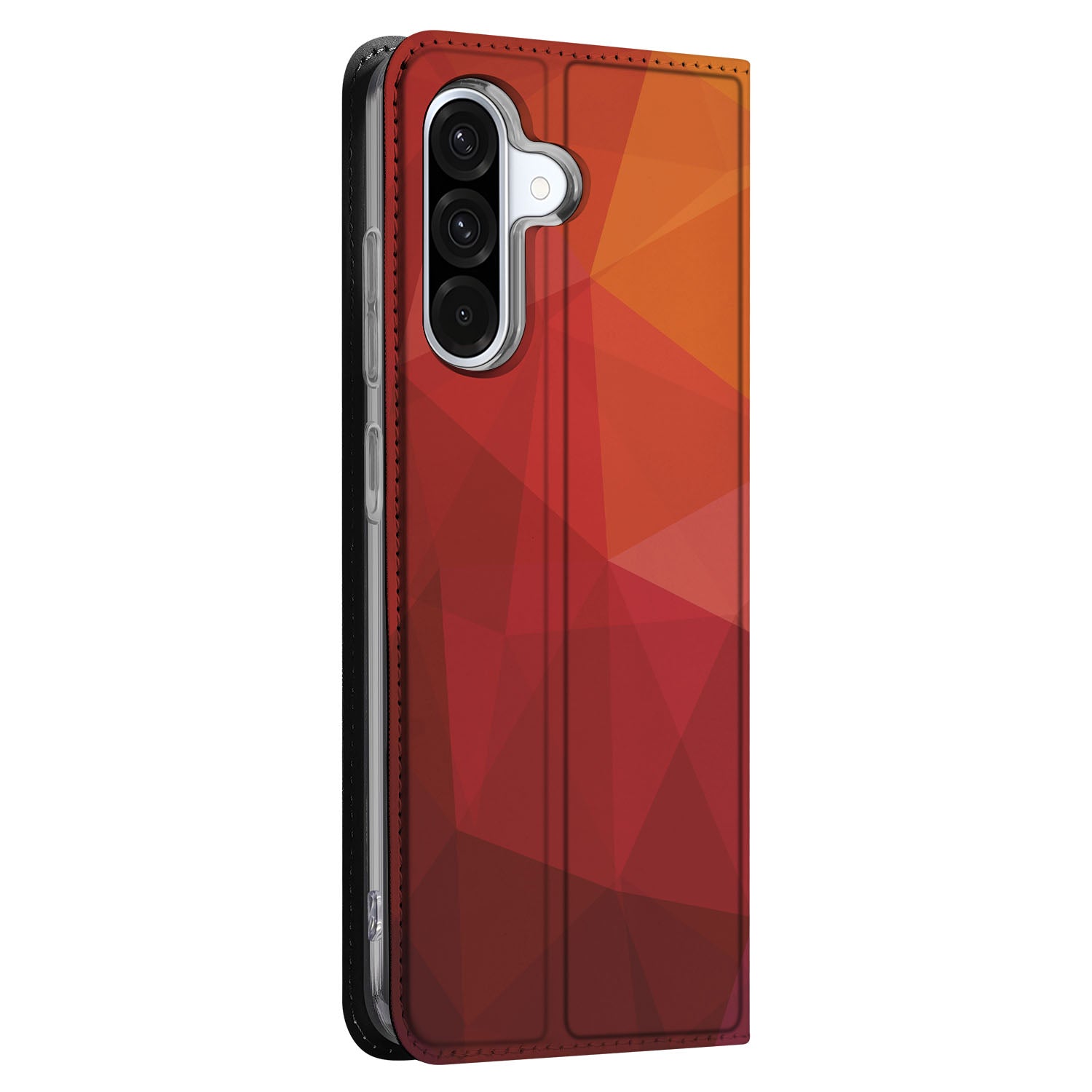 Samsung Galaxy A56 A36 Stand Case Polygon Red zijaanzicht