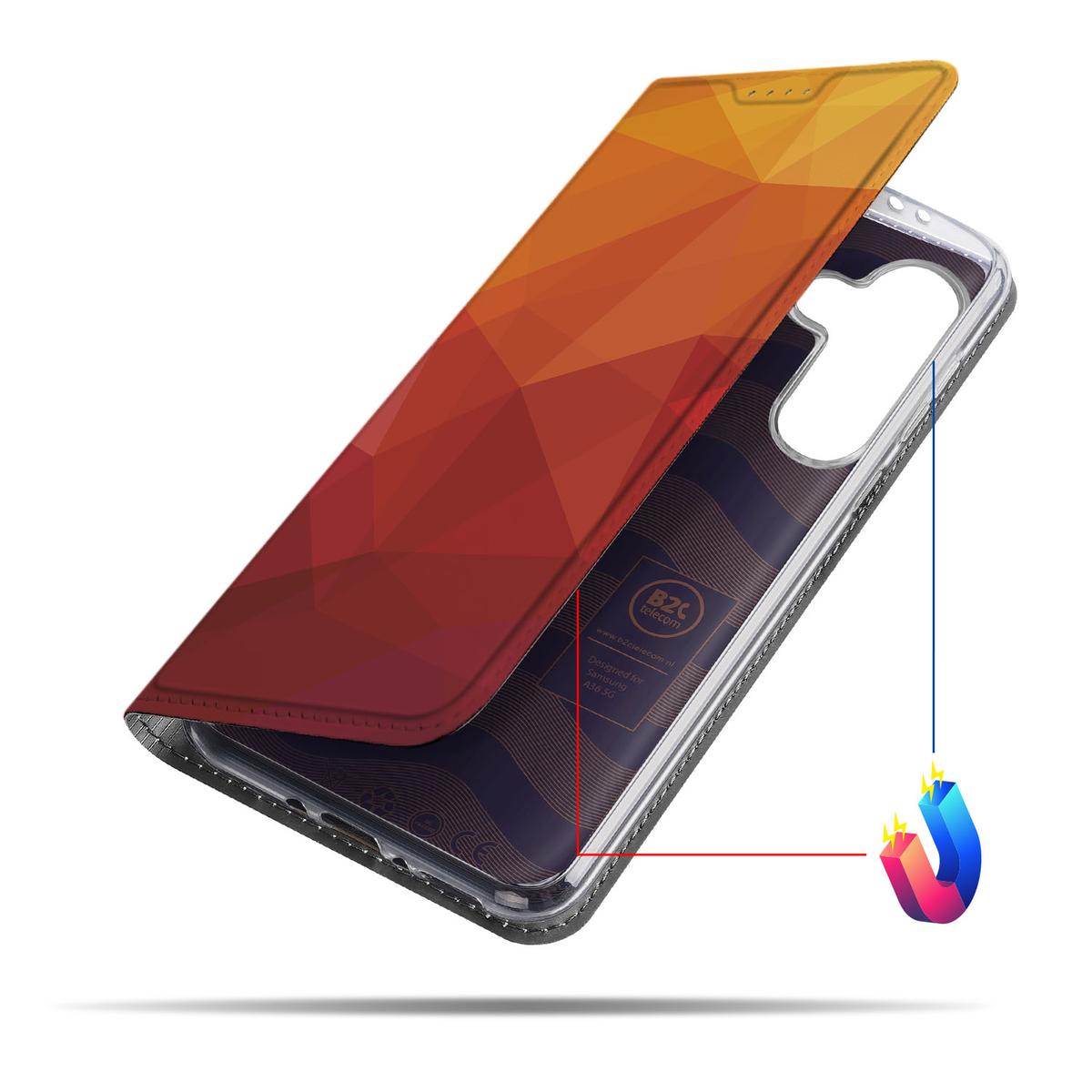 Samsung Galaxy A56 A36 Stand Case Polygon Red aanzicht