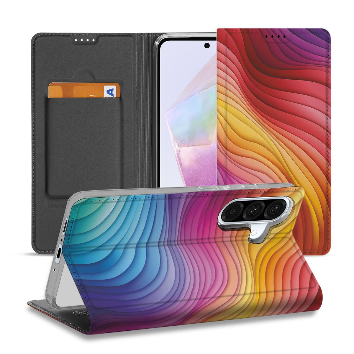 Samsung Galaxy A56 A36 Stand Case Regenboog voorkant achterkant